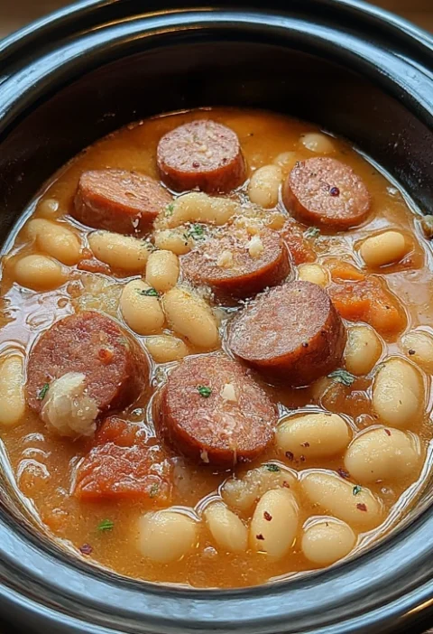 Slow Cooker Smoked Sausage Bean Stew