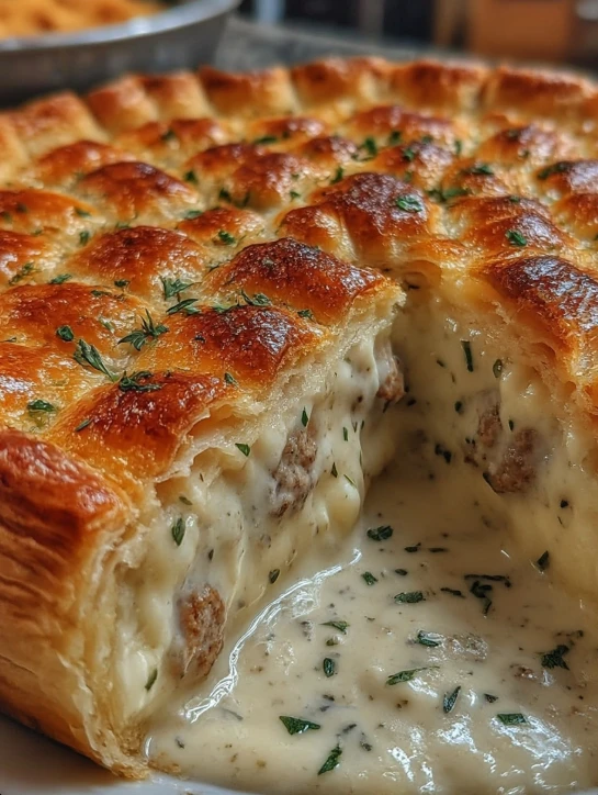 Southern Potluck Sausage Gravy Puff Pie