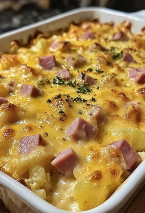 Warm Sundaystyle Cheesy Ham Potato Casserole