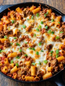 3-Ingredient Cheesy Beef Skillet Bake