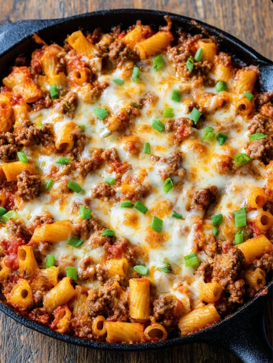3ingredient Cheesy Beef Skillet Bake