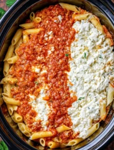 4-Ingredient Slow Cooker Baked Ziti-Style Penne