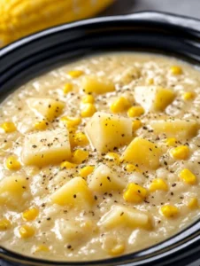 4-Ingredient Slow Cooker Creamy Potato & Corn Chowder