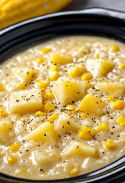 4ingredient Slow Cooker Creamy Potato Corn Chowder