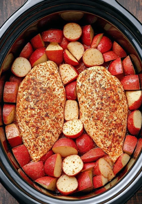 4ingredient Slow Cooker Cajun Chicken Red Potato Wedges