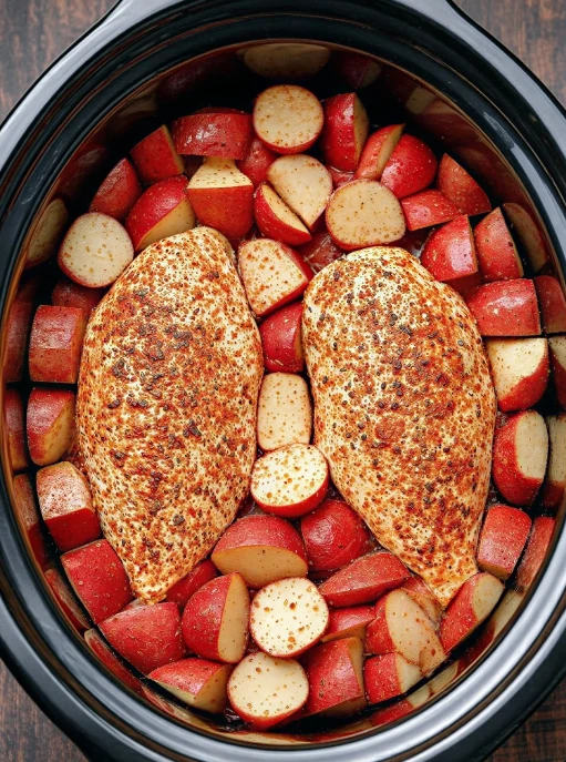 4ingredient Slow Cooker Cajun Chicken Red Potato Wedges