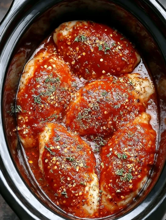 5-Ingredient Slow Cooker Chicken Parmesan Penne