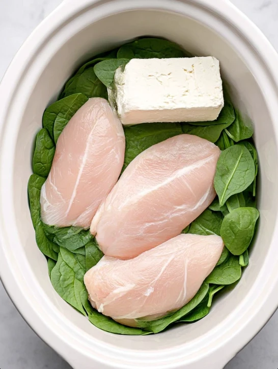 5ingredient Slow Cooker Spinach Artichoke Chicken Penne