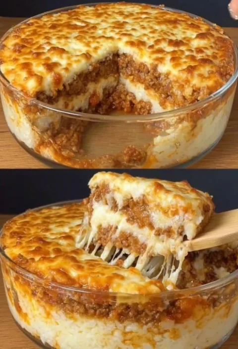 Cheesy Ground Beef Mashed Potato Casserole