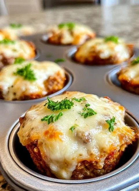 Cheesy Muffin Tin Meatloaf Bites
