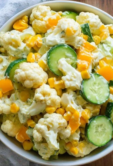 Corn Cauliflower Cucumber Salad