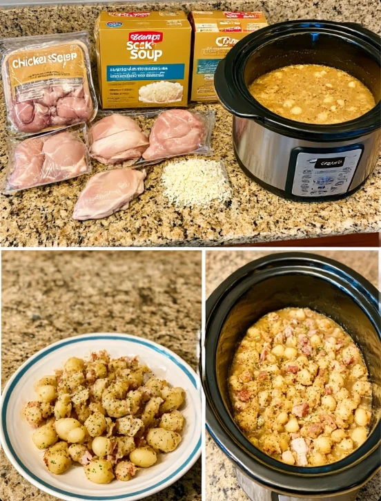 Dump 4 ingredients into a slow cooker!