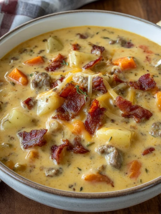 Extra Creamy Slow Cooker Cheeseburger Soup