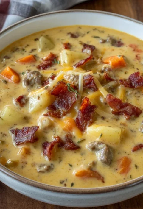 Extra Creamy Slow Cooker Cheeseburger Soup