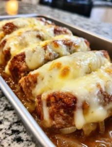 French Onion Meatloaf with Melted Swiss Cheese