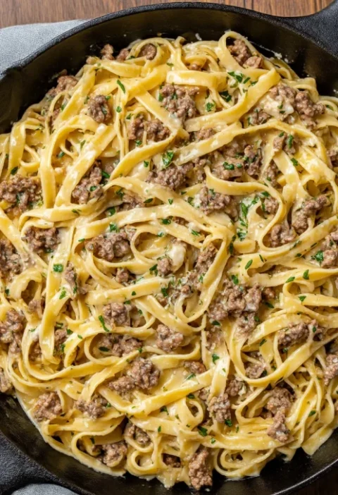 Garlic Butter Beef Pasta