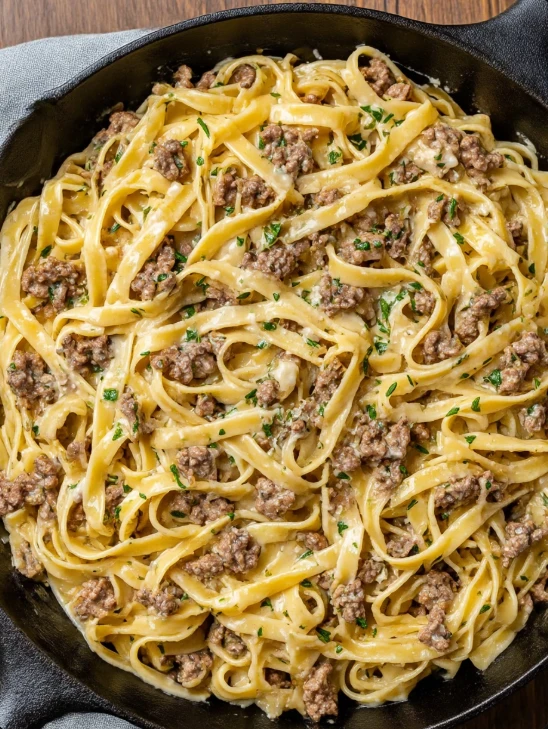 Garlic Butter Beef Pasta