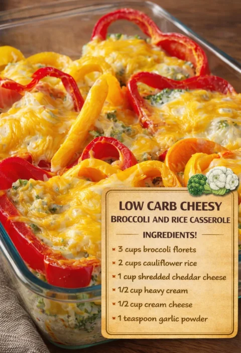 Low Carb Cheesy Broccoli Rice Casserole