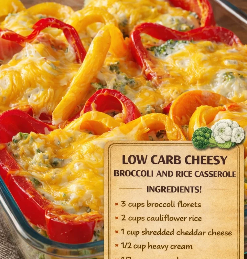 Low Carb Cheesy Broccoli Rice Casserole