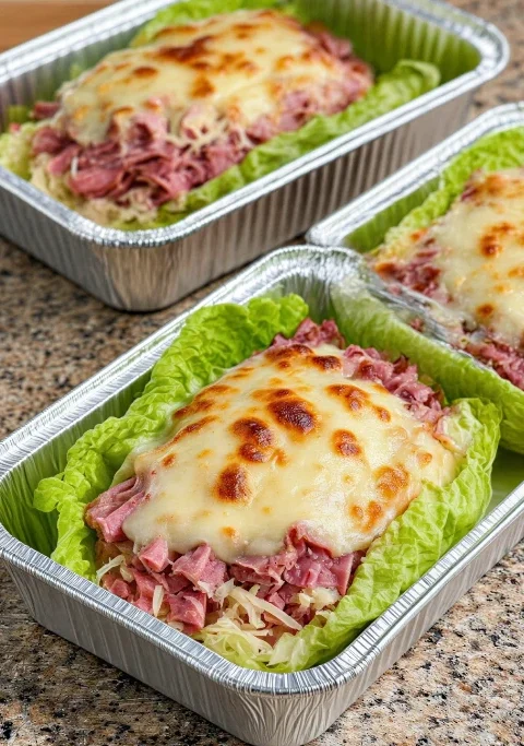 Lowcarb Corned Beef Swiss Reuben Lettuce Wraps