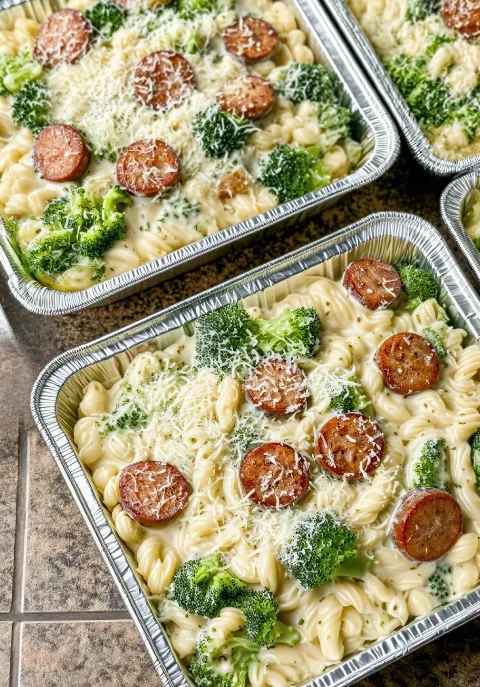 Low Carb Sausage Alfredo Broccoli Pasta