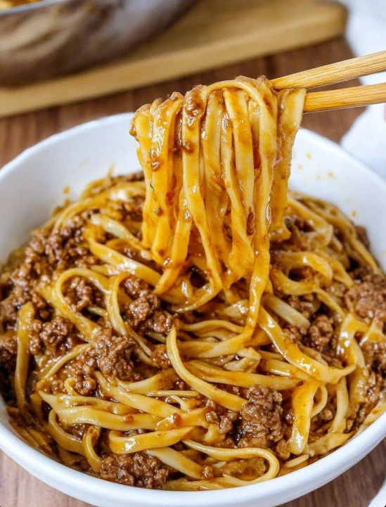 Mongolian Ground Beef Noodles