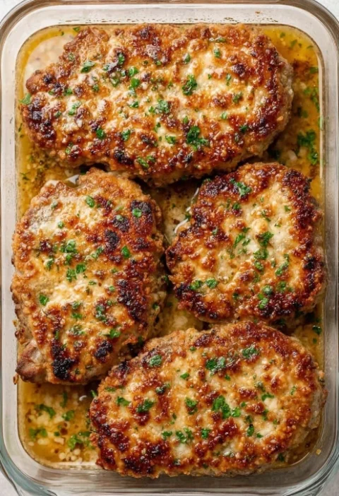 Oven Baked 3ingredient Parmesan Pork Chops