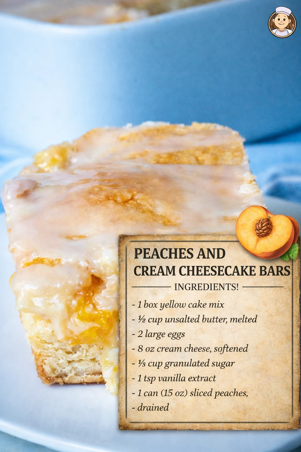Peaches and Cream Cheesecake Bars
