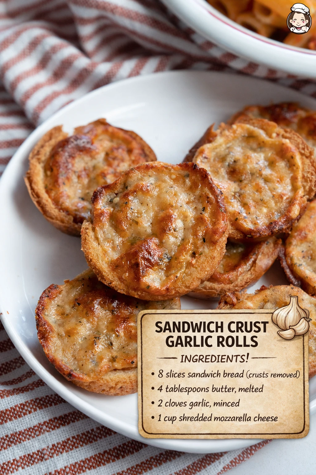 Sandwich Crust Garlic Rolls