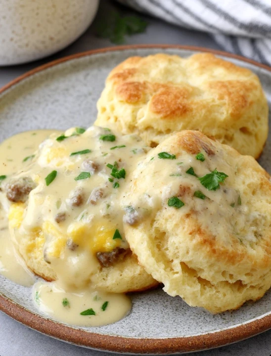 Simple Egg Gravy Over Biscuits