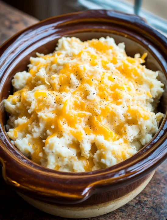 Slow Cooker 4-Ingredient Cheesy Potatoes
