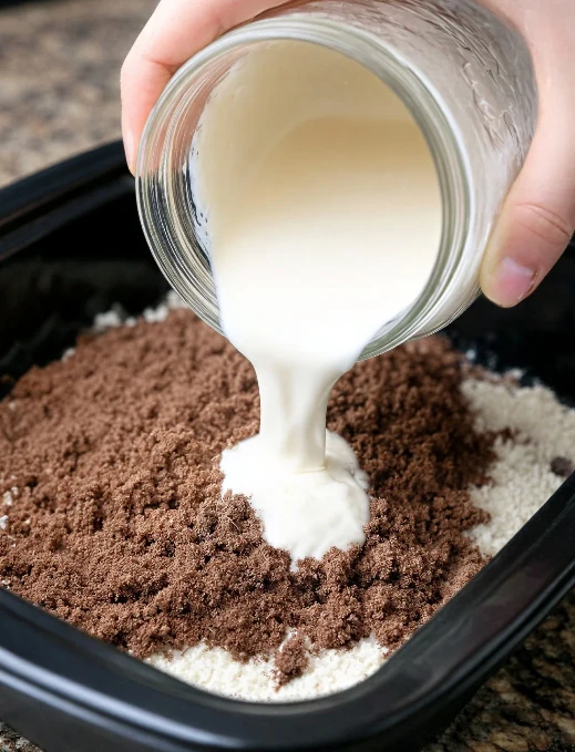 Slow Cooker 4-Ingredient Hot Cocoa Brownie Pudding