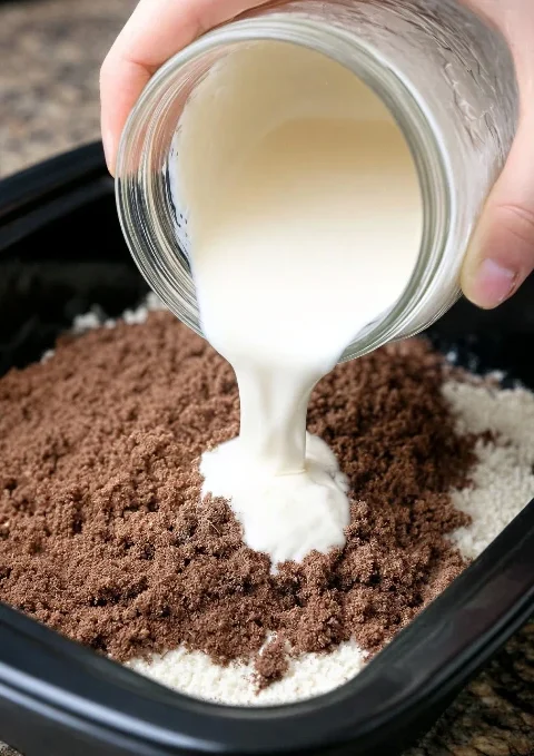 Slow Cooker 4ingredient Hot Cocoa Brownie Pudding