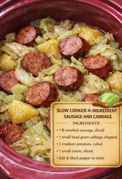 Slow Cooker 4ingredient Sausage Cabbage