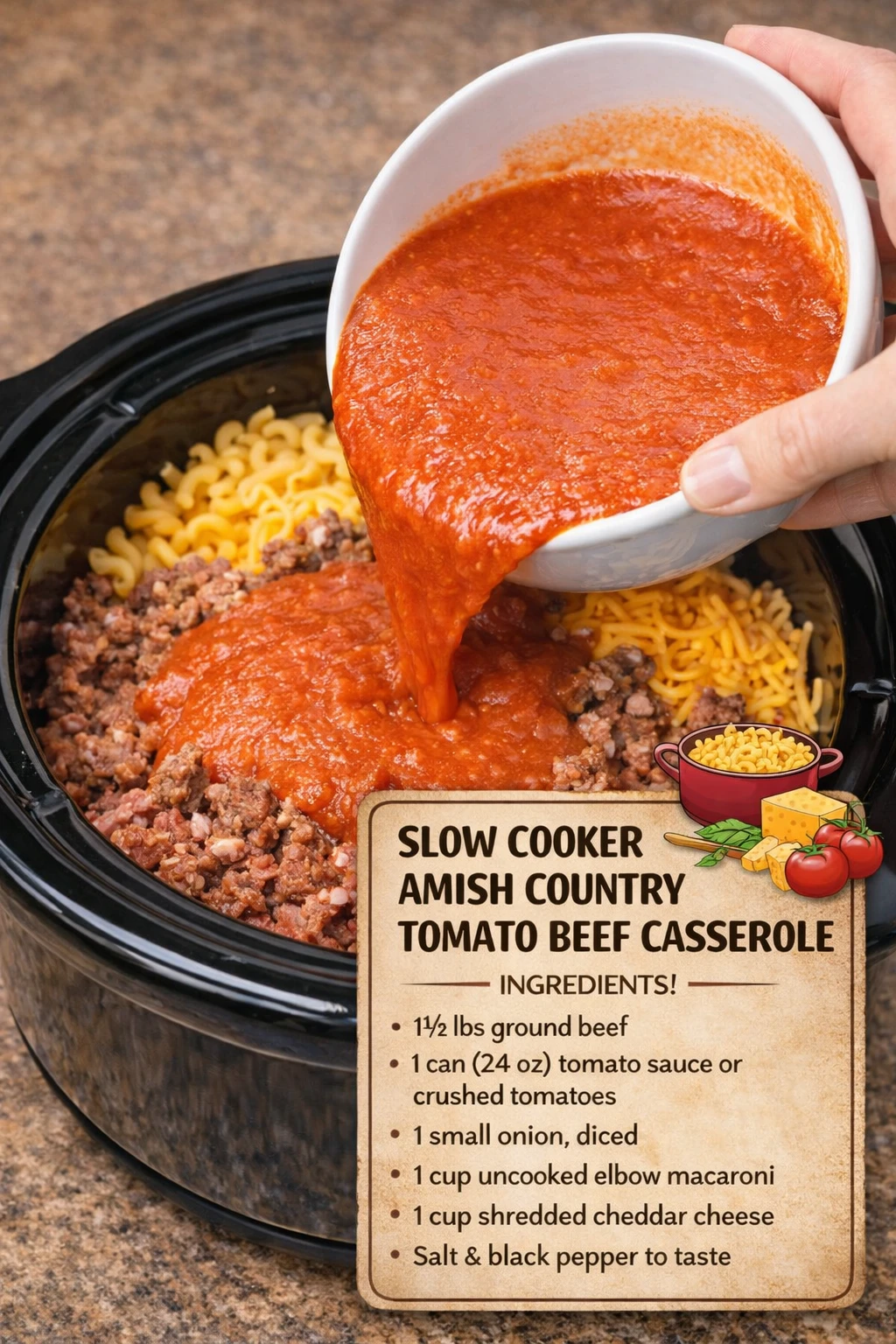 Slow Cooker Amish Country Tomato Beef Casserole