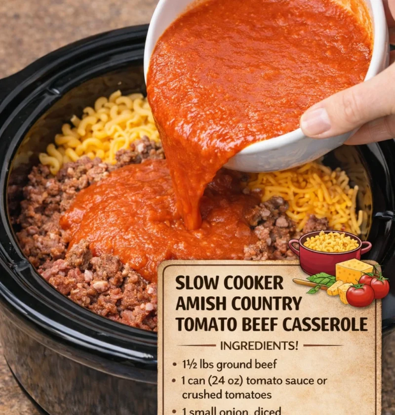 Slow Cooker Amish Country Tomato Beef Casserole