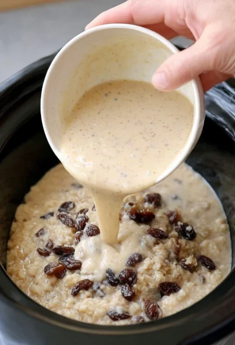 Slow Cooker Cinnamon Raisin Rice Pudding