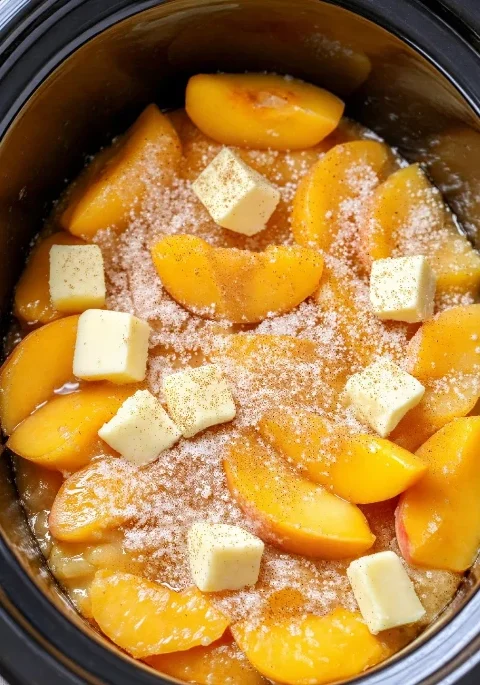 Slow Cooker Peach Dump Cake