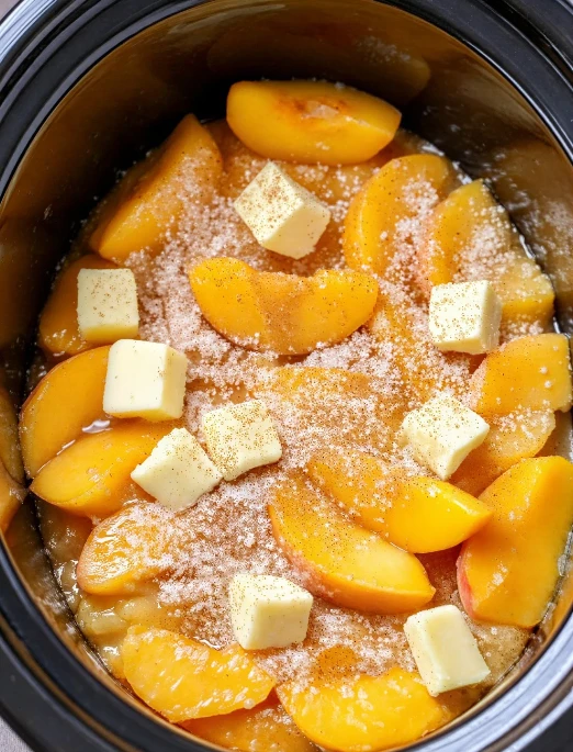 Slow Cooker Peach Dump Cake