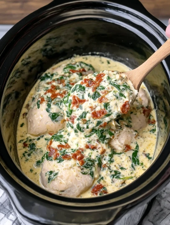Slow Cooker Tuscan Cream Chicken