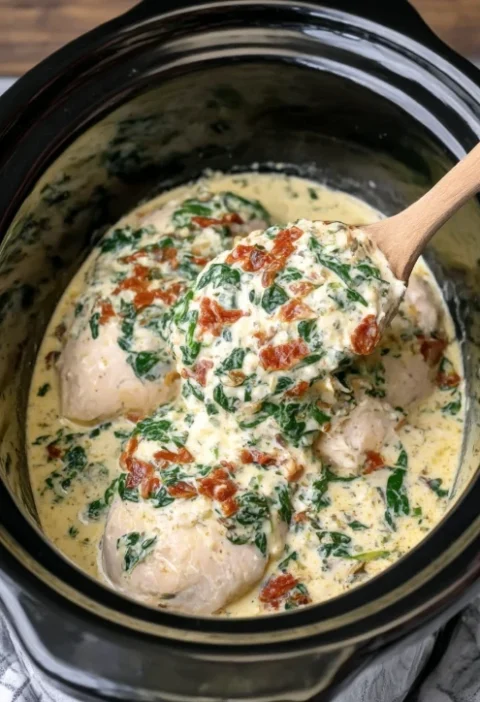 Slow Cooker Tuscan Cream Chicken