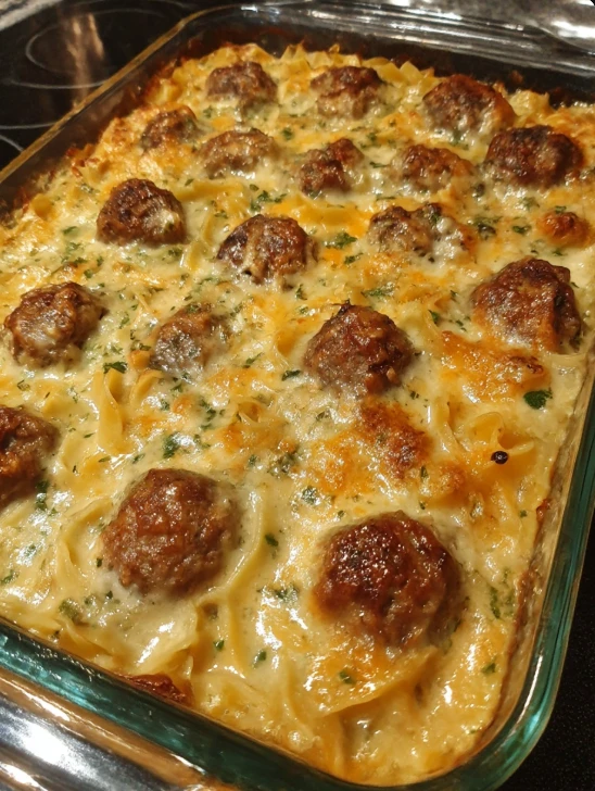Swedish Meatball Noodle Bake