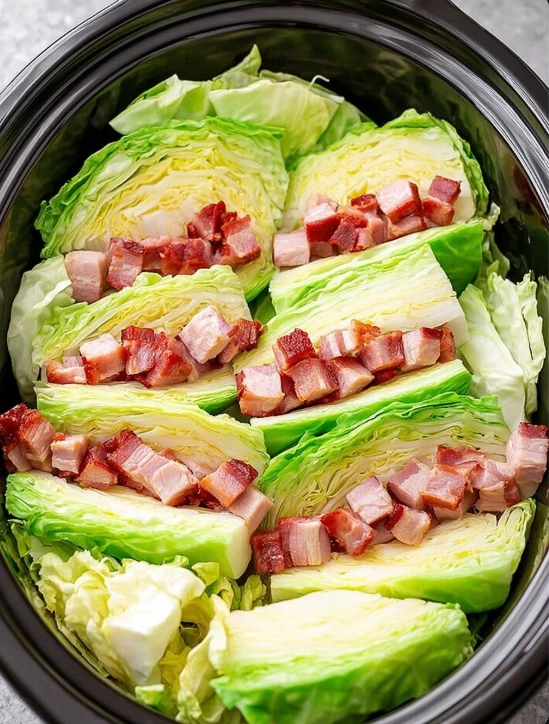 3ingredient Slow Cooker Bacon Cabbage
