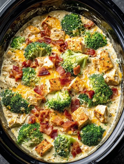6-Ingredient Slow Cooker Cheesy Chicken & Broccoli