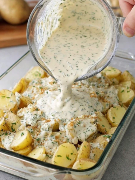Creamy Garlic Parmesan Roasted Potatoes