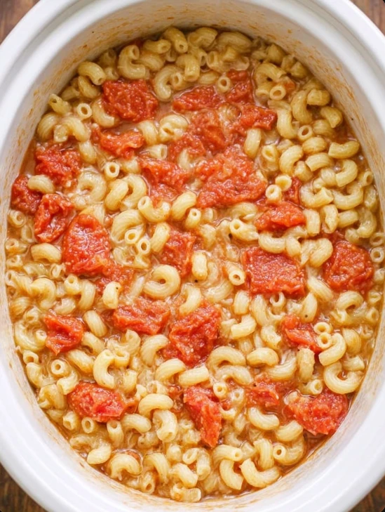 Slow Cooker 3ingredient Macaroni Tomatoes