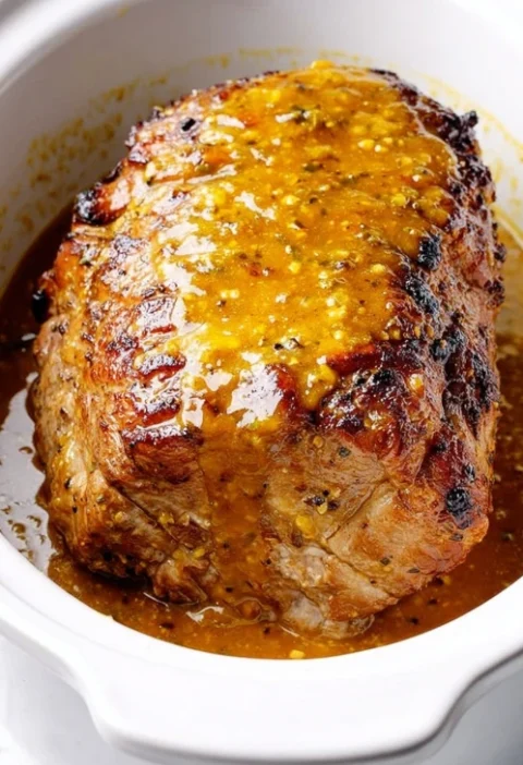 Slow Cooker 4ingredient Honey Mustard Pork Roast