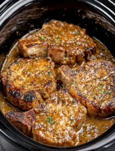 Slow Cooker 4-Ingredient Amish Honey Mustard Pork Chops