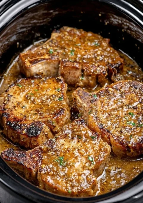 Slow Cooker 4ingredient Amish Honey Mustard Pork Chops