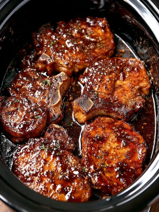 Slow Cooker Whiskey Brown Sugar Chops